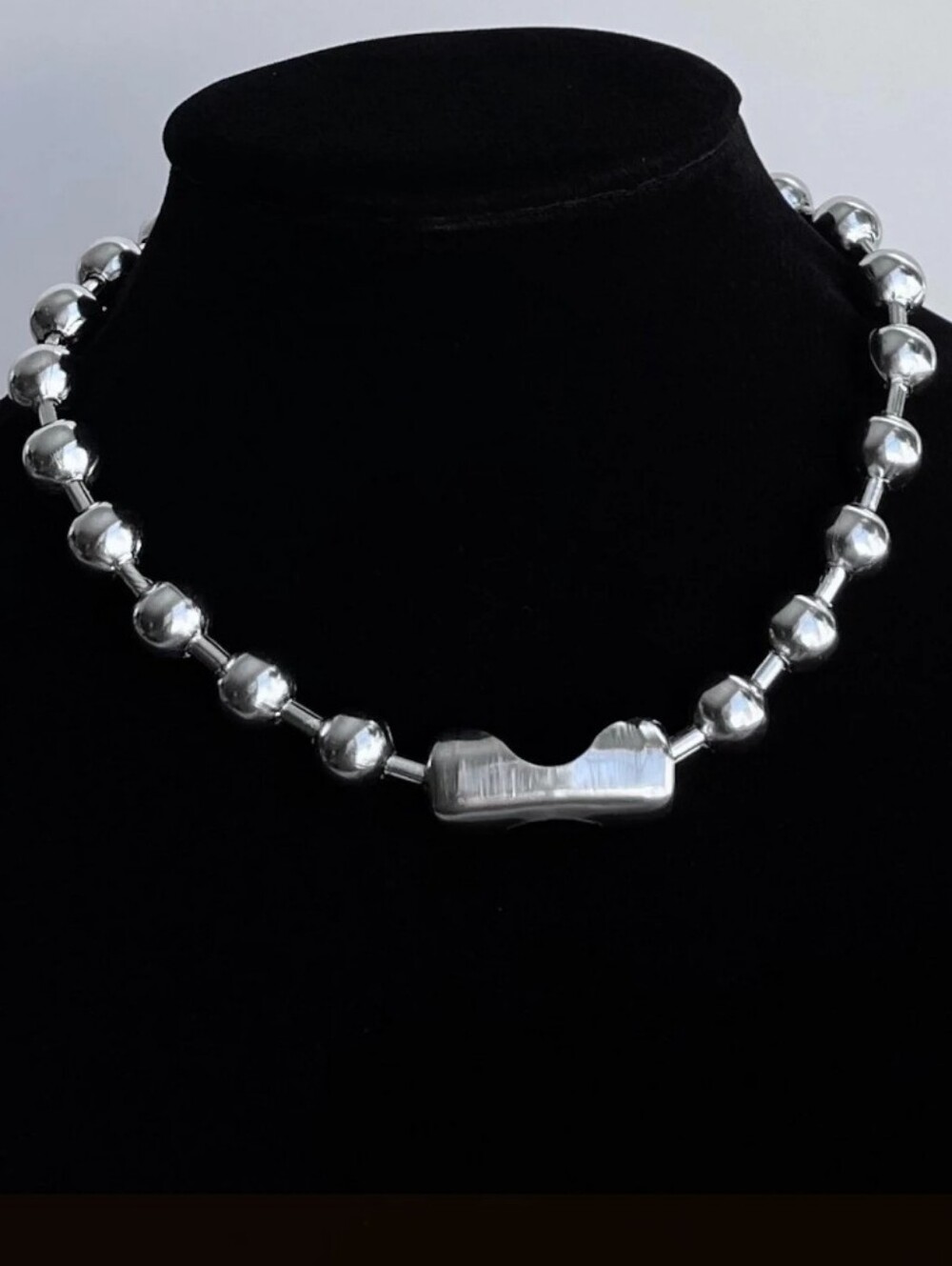 Oversized Ball Chain Handmade Stainless Steel Unisex Necklace, 18"